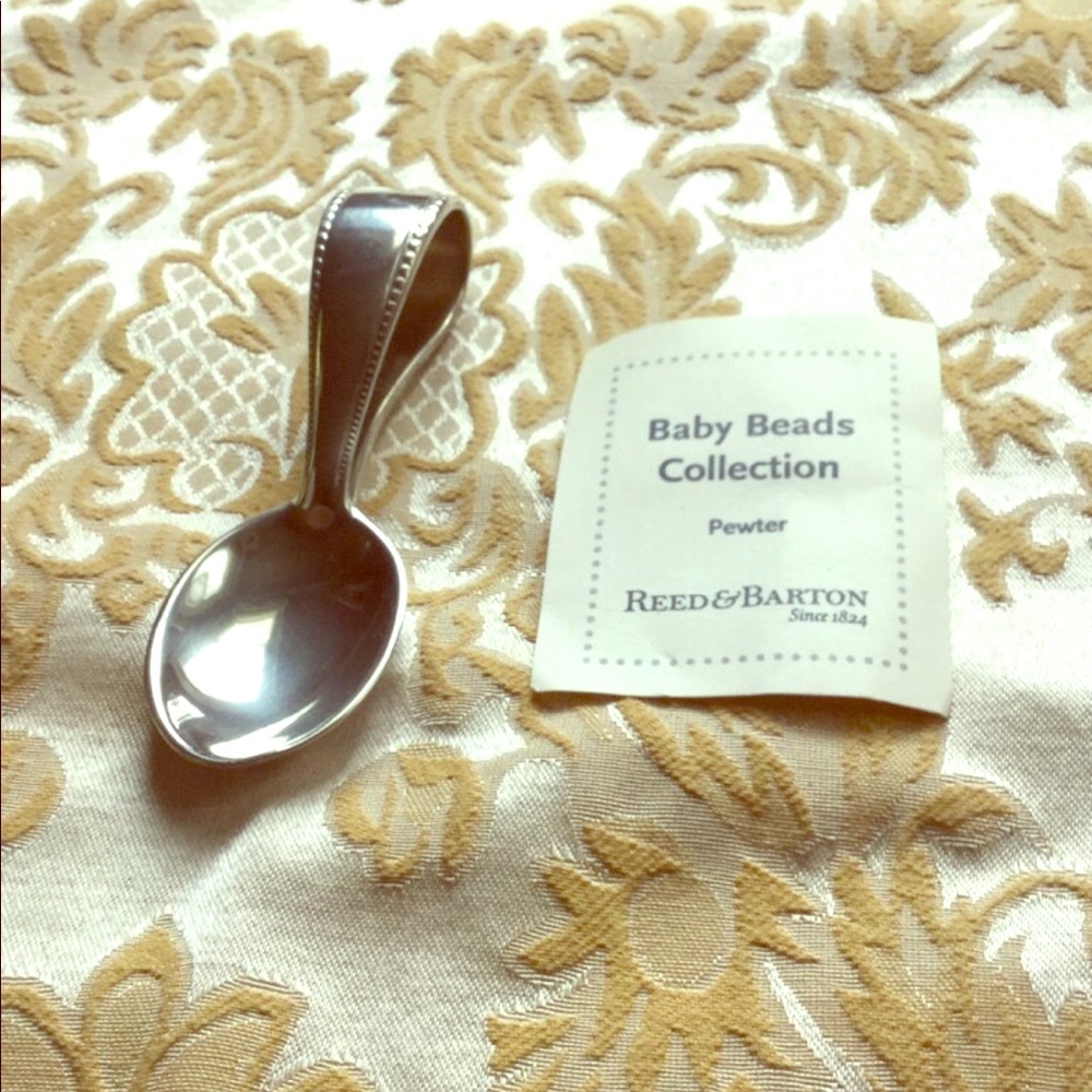 Reed & Barton Beaded Pewter Baby Spoon!